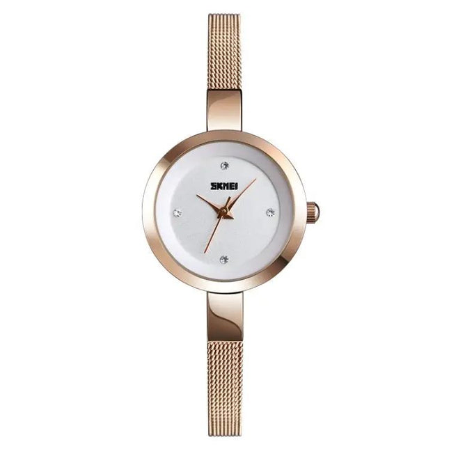 SKMEI Ladies Business Casual Stainless Steel Quartz Watch in Rose Gold