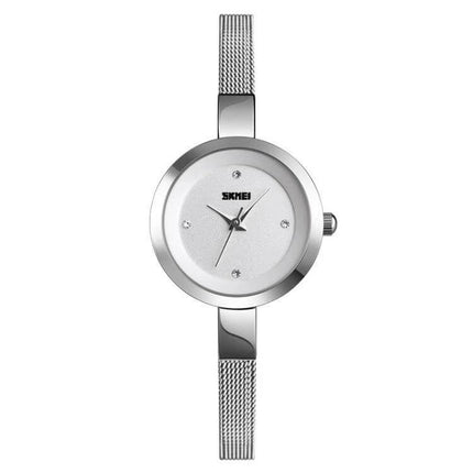 SKMEI Ladies Business Casual Stainless Steel Quartz Watch in Rose Gold slim mesh band rose gold analog dress watch