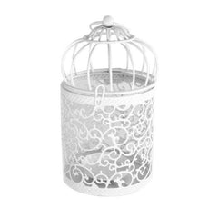 Vintage Wrought Iron Bird Cage Candle Holder with Floral Design for Elegant Home Decor