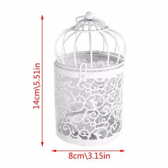 Vintage Wrought Iron Bird Cage Candle Holder with Floral Design for Elegant Home Decor