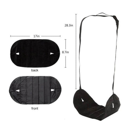 Portable Mini Foot Rest Hammock For Office Chair Black under-desk dimensions 17x8.7in with adjustable strap, lightweight travel ergonomic foot support