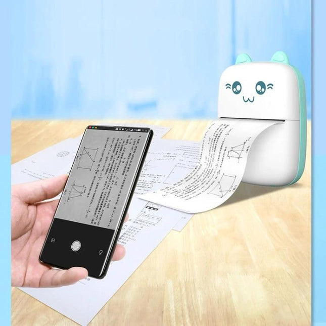 Portable Bluetooth Mini Thermal Printer for Daily Notes and Photos printing equations from a smartphone, compact cute portable thermal printer 11x8x3.5 cm