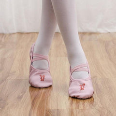 Ballet Practice Shoes for Kids - Soft Sole Crystal Satin Dance Footwear with Breathable Cotton Lining