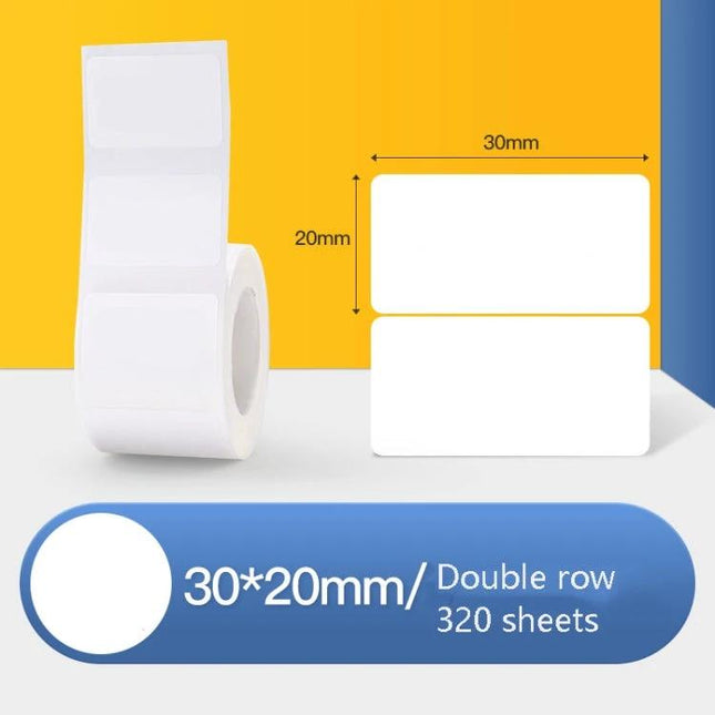 Self-Adhesive Thermal Label Paper for Everyday Pricing and Tagging - 30x20mm double-row roll, 320 sheets, water-resistant white labels