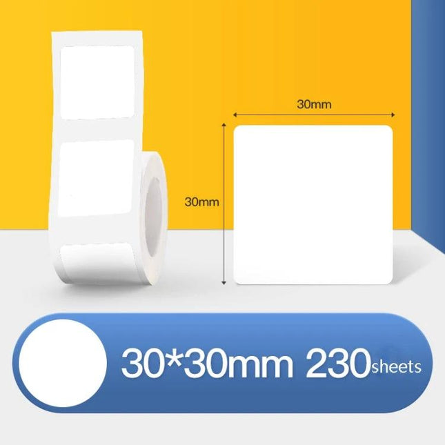 Self-Adhesive Thermal Label Paper for Everyday Pricing and Tagging 30x30mm roll, 230 sheets, white square labels