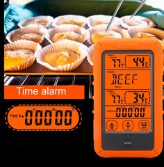 Dual-Channel Touch Screen Wireless Kitchen BBQ Meat Thermometer with Alarm Feature