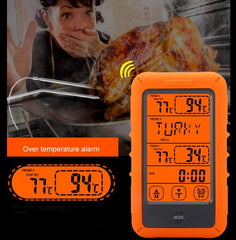 Dual-Channel Touch Screen Wireless Kitchen BBQ Meat Thermometer with Alarm Feature