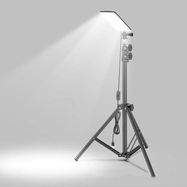 Portable Camping Lamp With Adjustable Bracket For Outdoors shining bright on tripod with USB power and 84 LEDs for wide outdoor illumination