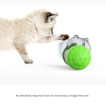 Interactive Balance Toy for Pets During Home Playtime - cat batting wobble feeder toy that dispenses kibble, plastic self-righting design, no batteries
