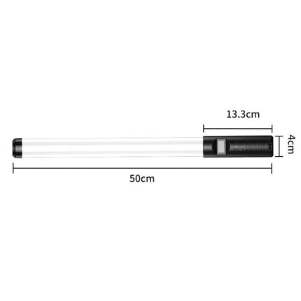 Adjustable RGB Light Stick for Photography Sessions 50cm tube with 13.3cm handle and 4cm diameter, dimmable RGB lighting control