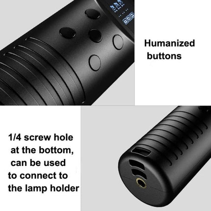 Adjustable RGB Light Stick for Photography Sessions - close-up showing humanized buttons and 1/4 screw hole for lamp holder