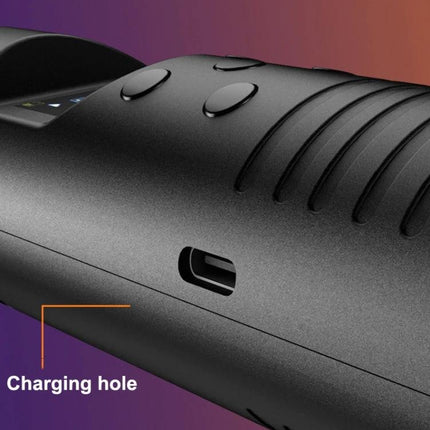 Adjustable RGB Light Stick for Photography Sessions showing charging hole and control buttons on matte black body