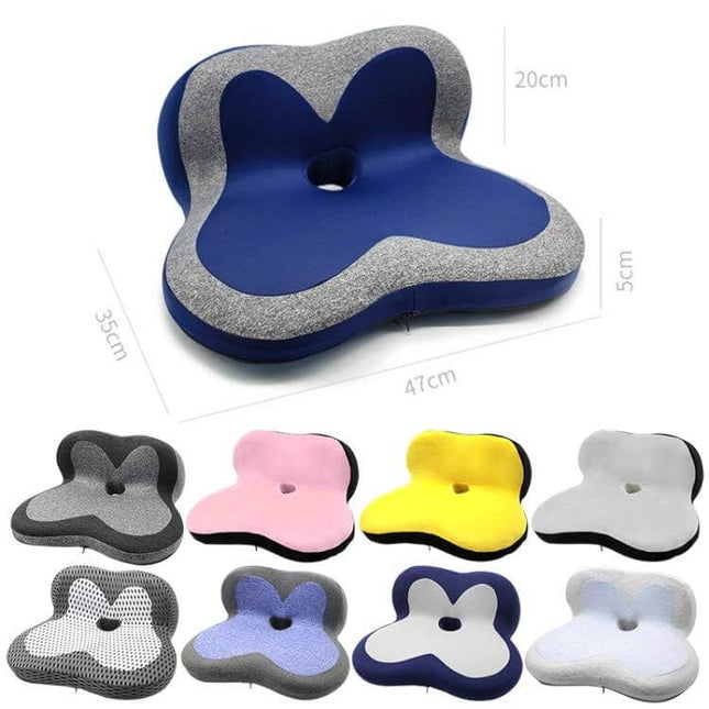 Memory Foam Petal Seat Cushion For Office Chair And Car - blue petal-shaped slow rebound support cushion for waist hips lower spine, 47x35x20cm