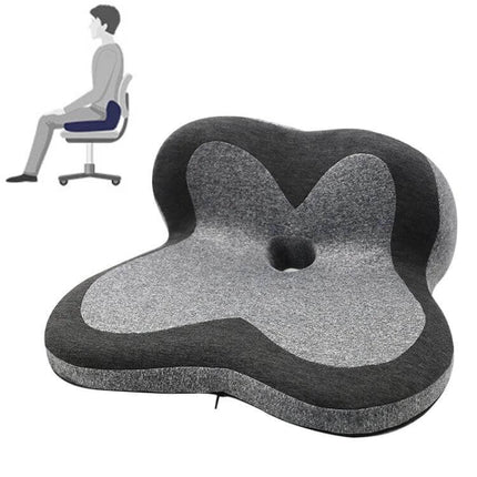 Memory Foam Petal Seat Cushion For Office Chair And Car showing gray petal-shaped ergonomic memory foam support for lower back and hips
