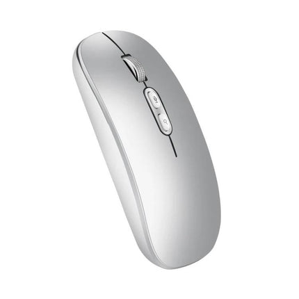 Wireless Office Mouse with Voice Assistant and Color Options - sleek silver wireless office mouse with voice control buttons for hands-free typing and translation
