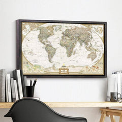 Póster antiguo de pared, mapa del mundo retro de papel Kraft mate, tamaño: 21 x 30 cm