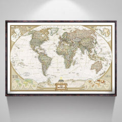 Póster antiguo de pared, mapa del mundo retro de papel Kraft mate, tamaño: 21 x 30 cm