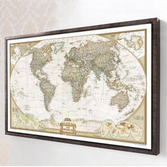 Póster antiguo de pared, mapa del mundo retro de papel Kraft mate, tamaño: 21 x 30 cm