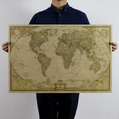 Póster antiguo de pared, mapa del mundo retro de papel Kraft mate, tamaño: 21 x 30 cm