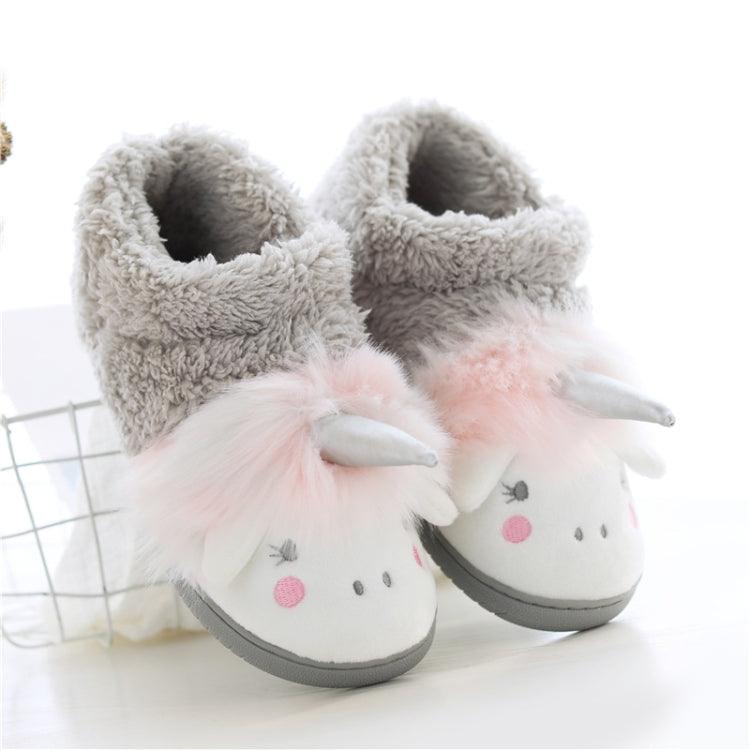 Cozy Plush Winter Cotton Slippers with Non-Slip Bag Heel for Women