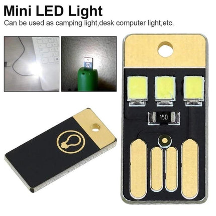 LED Keychain Light for Camping and Desk Use - compact USB mini LED light with three chips for tent or desk illumination