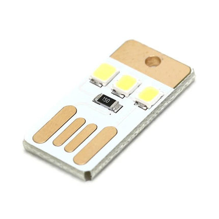 LED Keychain Light for Camping and Desk Use compact USB LED module showing three LEDs and contact pads
