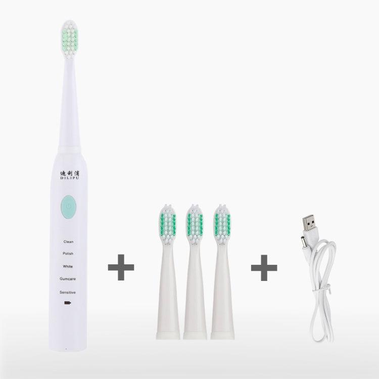 Sonic Rechargeable Electric Toothbrush for Kids and Adults - Waterproof with 5 Modes and Soft Bristles for Teeth Whitening USB Charging Cable (White)