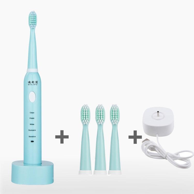 Sonic Rechargeable Electric Toothbrush for Kids and Adults - Waterproof with 5 Modes and Soft Bristles for Teeth Whitening USB Charging Stand (Blue)