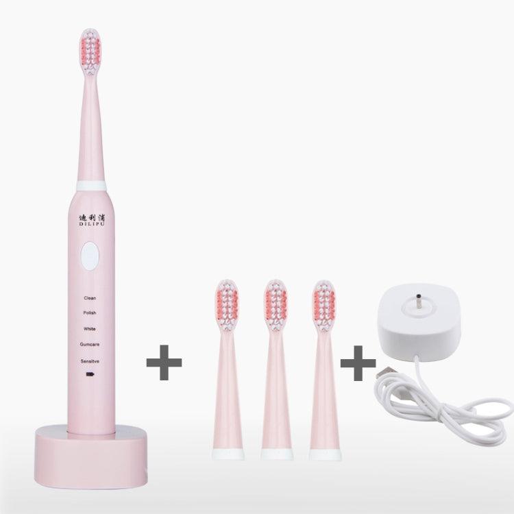 Sonic Rechargeable Electric Toothbrush for Kids and Adults - Waterproof with 5 Modes and Soft Bristles for Teeth Whitening USB Charging Stand(Pink)