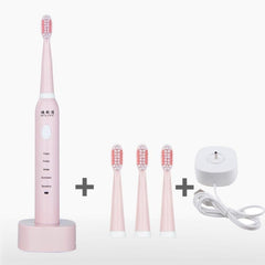 Sonic Rechargeable Electric Toothbrush for Kids and Adults - Waterproof with 5 Modes and Soft Bristles for Teeth Whitening USB Charging Stand(Pink)