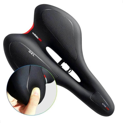 Silicone Gel Mountain Bike Saddle For Everyday Comfort - breathable PU leather gel foam padding, hollow channel, 28×16 cm, 560 g