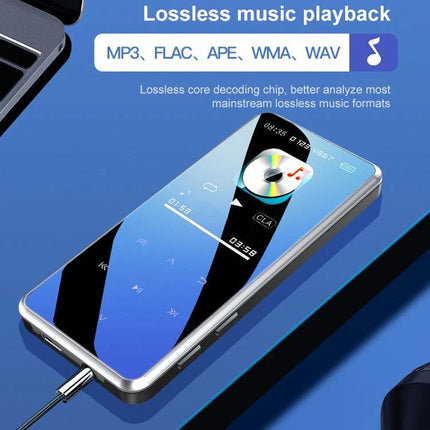 Portable Bluetooth MP3 Player for Music Playback and Recording compact touch-control device with Bluetooth streaming and built-in recorder