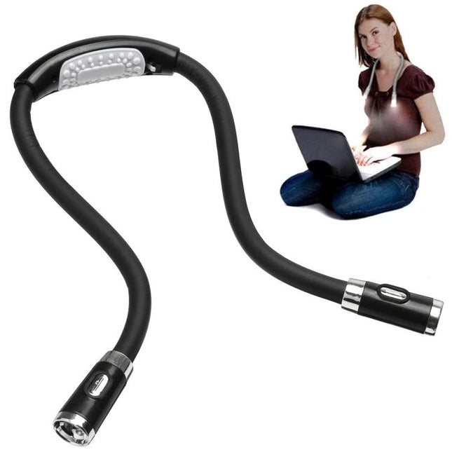 Hands-Free Neck Light for Reading in Bed or Travel - flexible dual-head LED neck lamp for hands-free reading and travel
