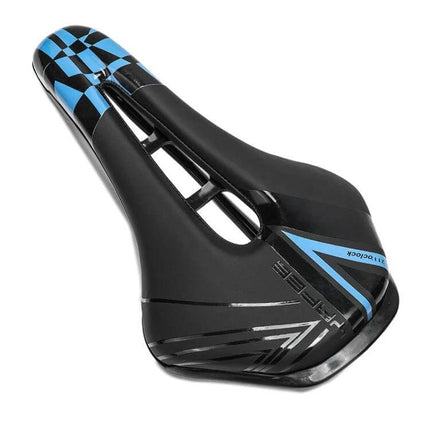 Yafee Bicycle Seat Saddle, Wide Cushion for Mountain and Road Bikes - black blue hollow ergonomic PU leather bike seat