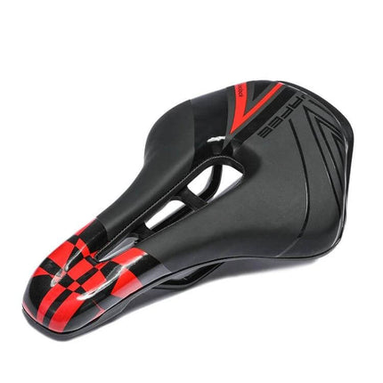 Yafee Bicycle Seat Saddle, Wide Cushion for Mountain and Road Bikes - black red hollow ergonomic PU leather saddle 26x15cm 340g