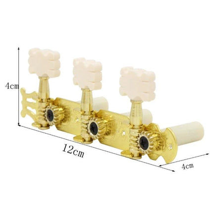 Reliable Guitar Tuning Pegs for Daily Musician Essentials - gold 3-per-side classical guitar tuning machine set, 12cm plate, white knobs, replacement