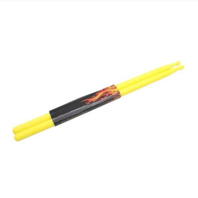 Colorful Drumsticks for Daily Music Practice at Home - yellow nylon drumsticks with granular grip and flame sleeve for reliable home practice