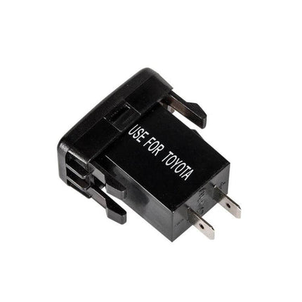 Toyota Car Charger With Dual USB Ports For In Vehicle Use – compact black 12/24V dual USB car charger for phones and tablets