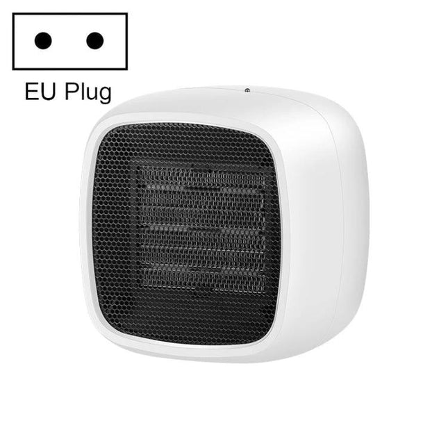 Compact Portable Electric Heater for Indoor Home Warming with honeycomb mesh air outlet, compact white portable design ideal for bedroom or office