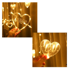 Enchanting LED Heart-Shaped String Lights Curtain for Holiday Decor, EU Plug