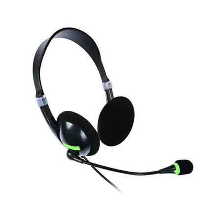 USB Headset With Microphone For Gaming And Meetings, wired black headset with adjustable boom mic and single USB plug