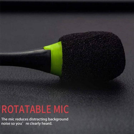 USB Headset With Microphone For Gaming And Meetings close-up of rotatable foam mic for clear voice chat and simple plug-and-play USB