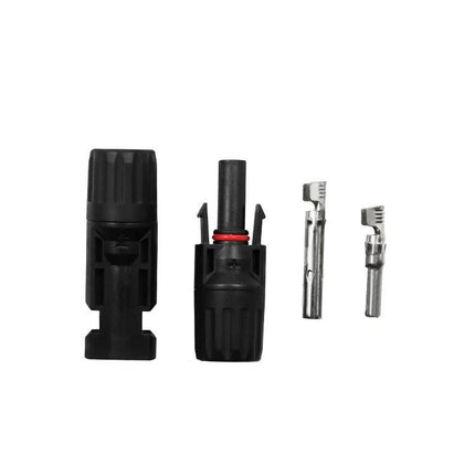 MC4 Branch Connectors for Solar Panel Branching Systems - waterproof IP67 black male and female connectors with sealed rubber ring