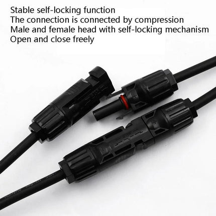 MC4 Branch Connectors for Solar Panel Branching Systems, waterproof sealed IP67 self-locking male and female cable connectors