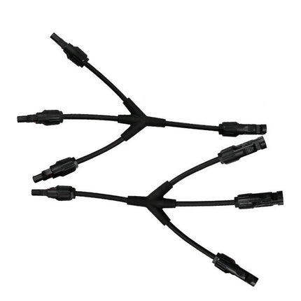 MC4 Branch Connectors for Solar Panel Branching Systems - waterproof IP67 Y-splitter cable for solar array wiring