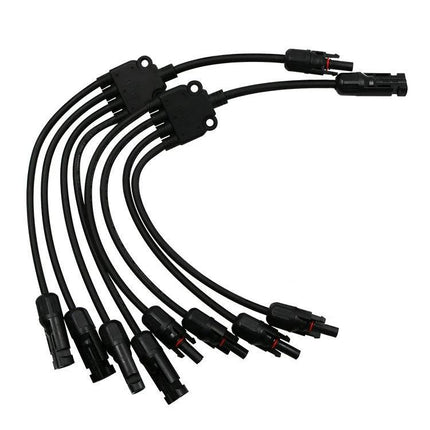 MC4 Branch Connectors for Solar Panel Branching Systems black multiple-branch waterproof IP67 connectors with sealed rubber ring