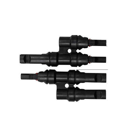 MC4 Branch Connectors for Solar Panel Branching Systems black waterproof T-shaped splitter with sealed rubber ring IP67