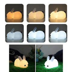 Charming Silicone Rabbit LED Night Light with USB Recharge and Dual-Tone Glow