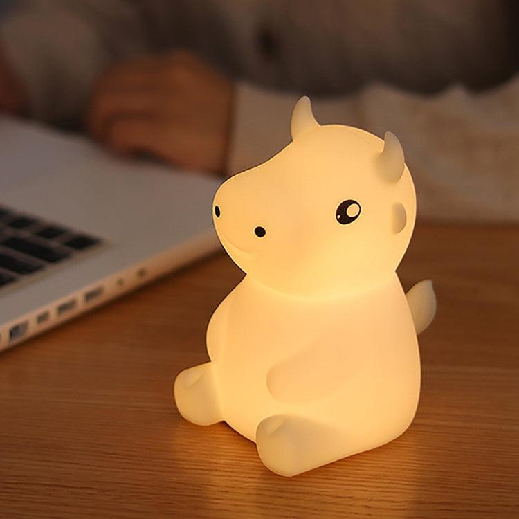 Colorful Dimming Silicone Calf Cow Night Light - LED Bedside Lamp with USB Charging