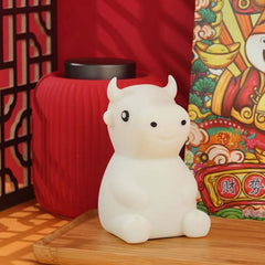 Colorful Dimming Silicone Calf Cow Night Light - LED Bedside Lamp with USB Charging